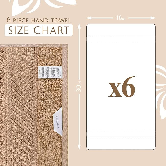 MAURA Biege Hand Towels for Bathroom. Luxury Turkish Cotton Bath Hand Towels - Image 3