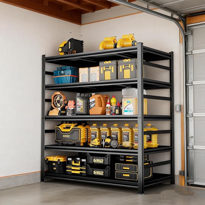 77.5"H*45"W Five-Shelf Metal Garage Shelving Unit Adjustable Storage Shelves - Image 2