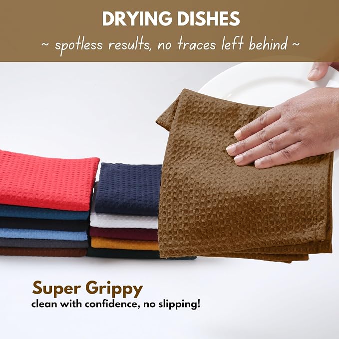 Native Fab Cotton Dish Towel 4 Pack Waffle Weave Tea Towels - Image 6
