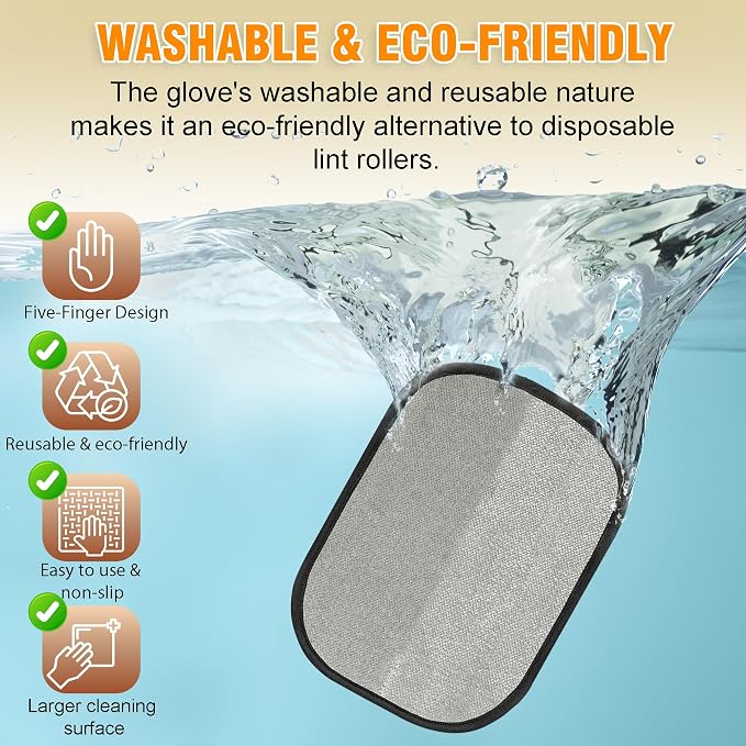 Pet Hair Removal Glove for Cats & Dogs, Upgraded Five-Finger Electrostatic Pet - Image 6