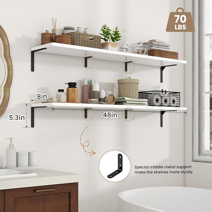 Fun Memories Deep Floating Shelves, 48W x 8D Floating Shelves Set of 2 - Image 3