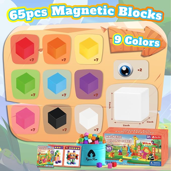 65 PCS Magnetic Blocks Set, STEM Educational Preschool Sensory Toys - Image 2