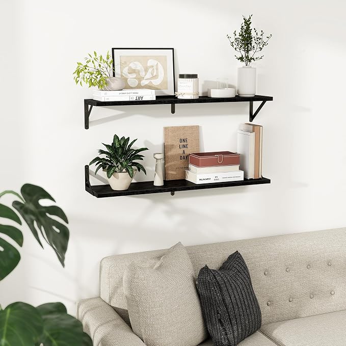 Dreamland Black Floating Shelf 36 inch, 36W x 8D Wall Mounted Shelves Set of 2 - Image 8