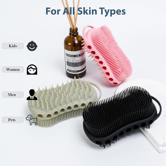 MtBoi 2PC Double-Sided Exfoliating Silicone Body Scrubber, 2-in-1 Bath Scrubber - Image 7
