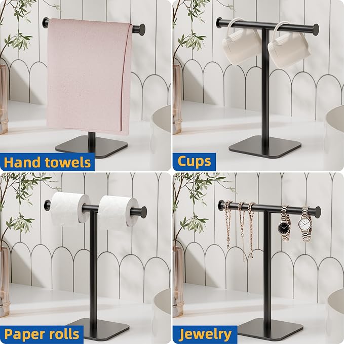 RUACQ T-Shape Hand Towel Holder Stand, Weighted Base Towel Rack, 304 Stainless - Image 8