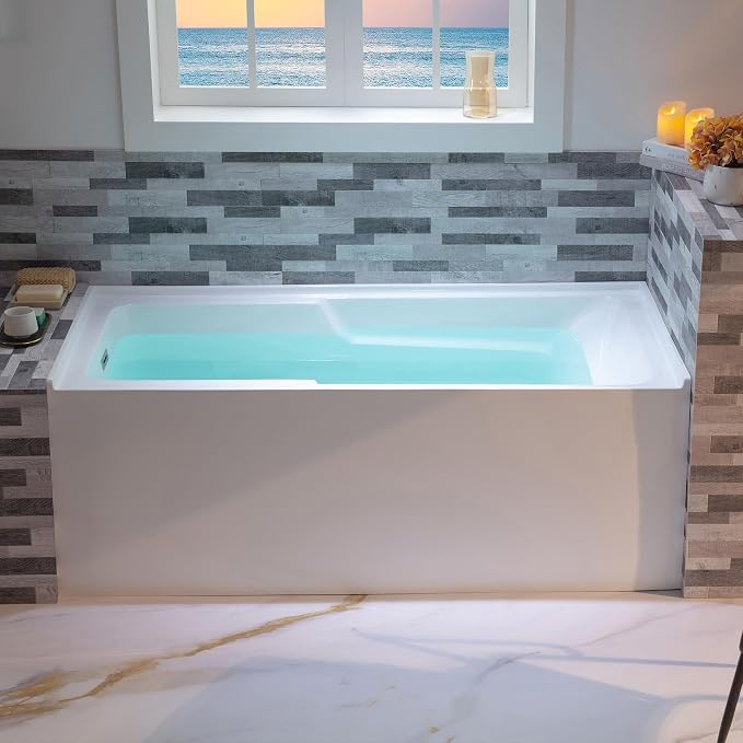WOODBRIDGE 54" Acrylic Rectangular Alcove Soaking Bathtub in White - Image 10