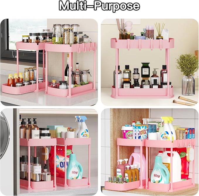 2 Pack Multi-Purpose Pull-Out Storage Organizers, Under Sink & Cabinet - Image 6