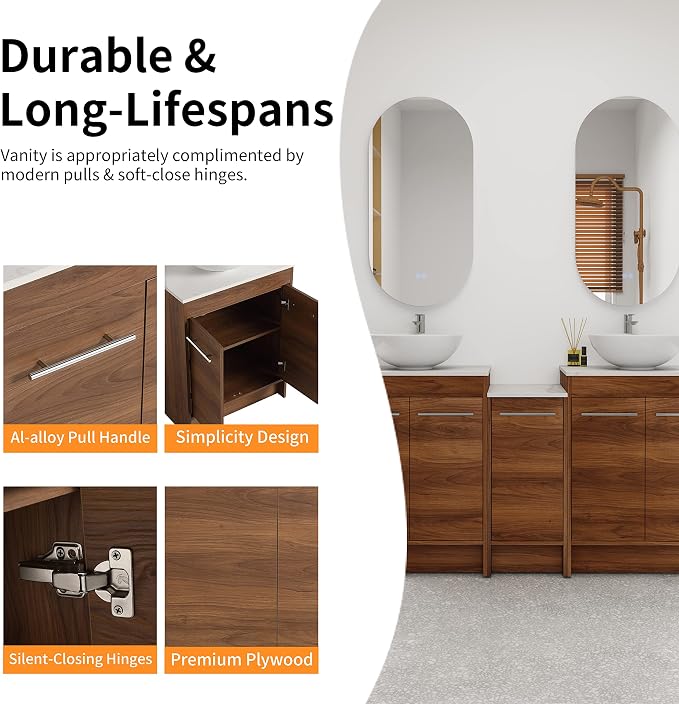 60 Inch Bathroom Vanity with Sink, Mordern Bathroom Vanity, Single Sink - Image 5