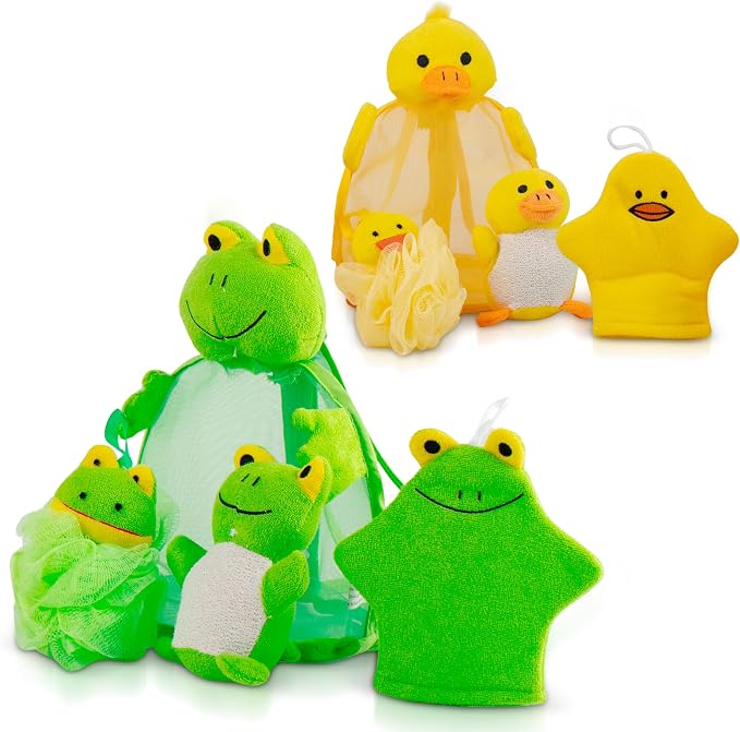 Baby Bath Set – Soft & Durable Frog-Themed Loofah Scrubber Kit – Cute Cartoon - Image 5