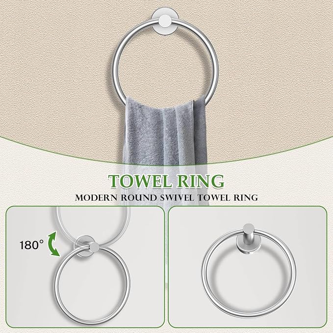 10-Piece Towel Bar Set Brushed Nickel Bathroom Hardware Accessories Set - Image 3