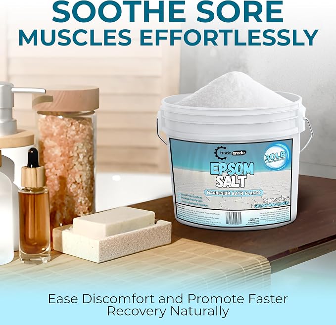 Epsom Salt Bath Soak 30 lb Bucket – Unscented, Pure Epsom Salt Bulk Crystals - Image 8