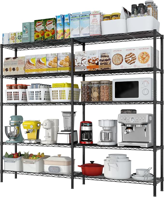 5 Tier Storage Racks Shelving, Heavy Steel Pantry Shelves, Adjustable Wire by Unknown