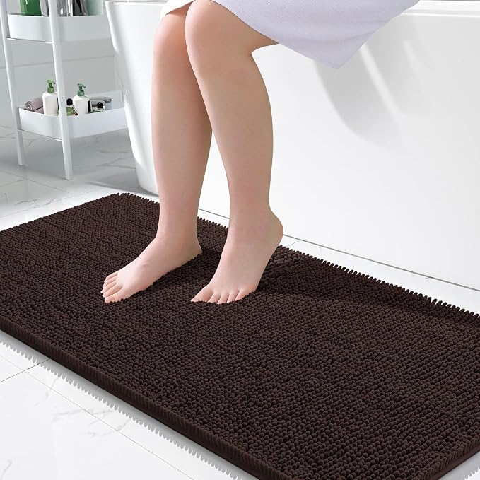 OLANLY Bathroom Rugs 50x30, Extra Soft Absorbent Chenille Bath Rugs, Rubber by OLANLY