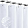 Gibelle White Shower Curtain, Waffle Weave Textured Fabric Shower Curtain by Gibelle