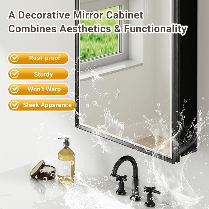 20x26 Pre-Assembled Black Medicine Cabinet - Image 5