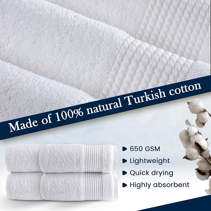 HALLEY Turkish Cotton Towels Hand Towels Super Soft Highly Absorbent 100% - Image 2