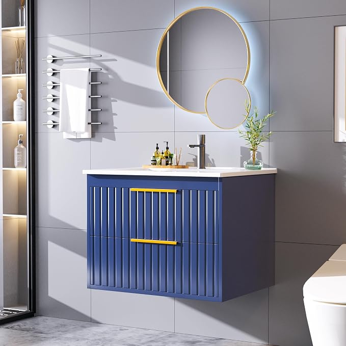 24" Bathroom Vanity with Sink, Floating Vanity Bathroom Sink Cabinet Wall Mount - Image 3
