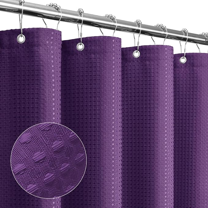 Gibelle Purple Shower Curtain, Waffle Weave Textured Fabric Shower Curtain by Gibelle