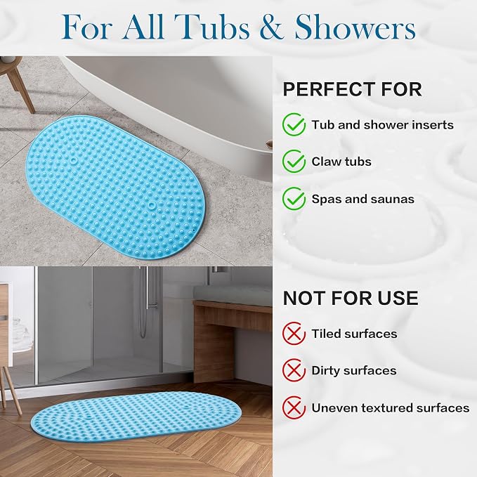 Silicone Bathtub & Shower Mat Non Slip, Bubble Massage Anti Slip Shower Floor - Image 7