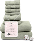MAURA Sage Green Bath Towel Set of 8 by MAURA