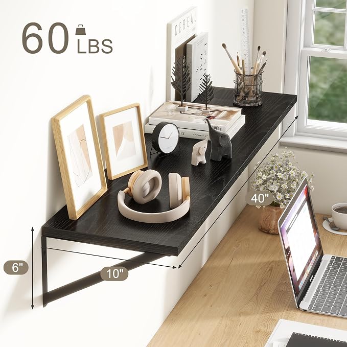 Fun Memories 40 Inch Floating Shelves, 10 Inch Deep Wall Shelf, 40 x 10 - Image 3