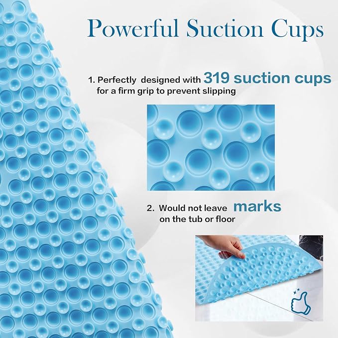 Silicone Bathtub & Shower Mat Non Slip, Bubble Massage Anti Slip Shower Floor - Image 3