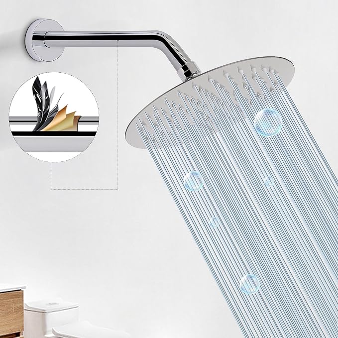 HarJue Shower Arm with Flange and Teflon Tape, Wall Mounted Shower Pipe 304 - Image 5