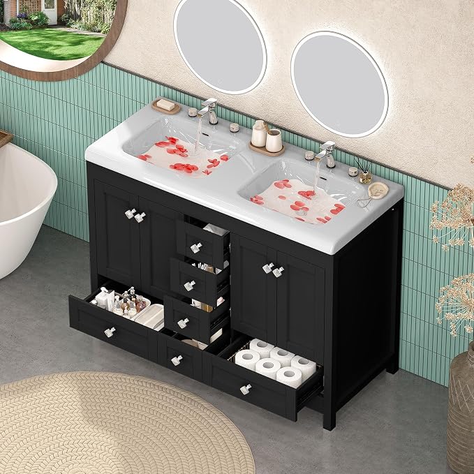 48 Inch Bathroom Vanity with Double Sink, Bathroom Vanity Cabinet with Doulble - Image 4