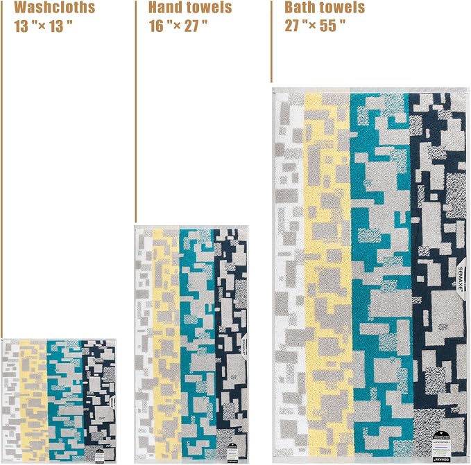 SEMAXE Bath Towel Set of 8 Include 2 Bath Towels 2 Hand Towels 4 Washcloths - Image 5