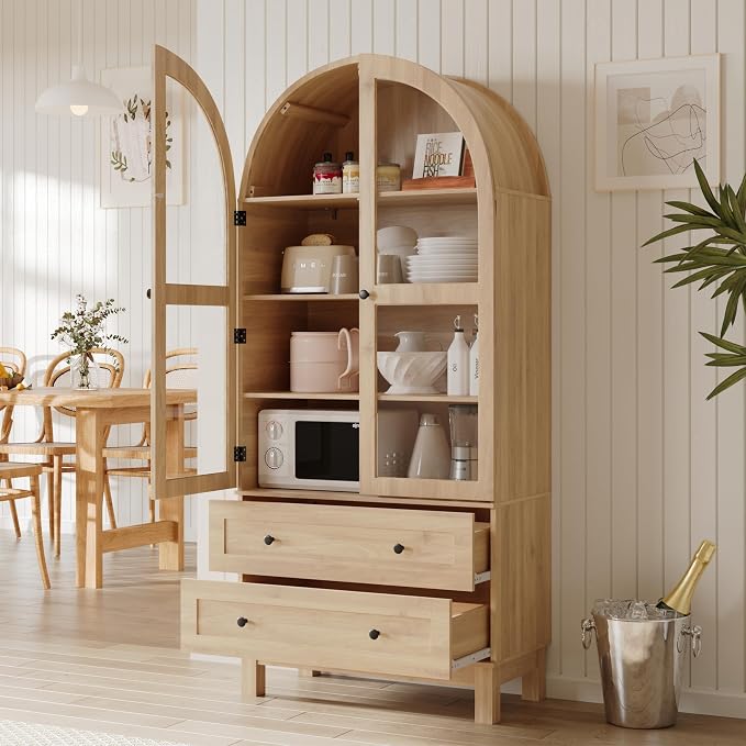 71" Tall Arched Kitchen Pantry, Kitchens Pantry Storage Cabinet - Image 4