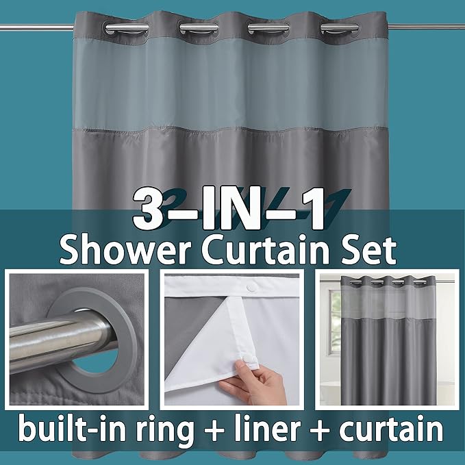 Conbo Mio Extra Long No Hook Shower Curtain - Image 3
