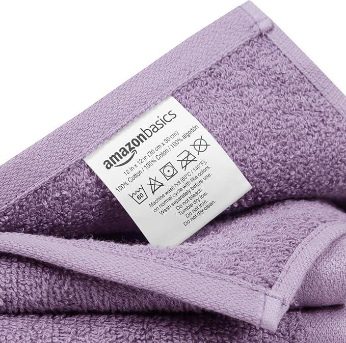 Amazon Basics washcloth for bathroom, 100% Cotton Extra Absorbent, Fast Drying - Image 3