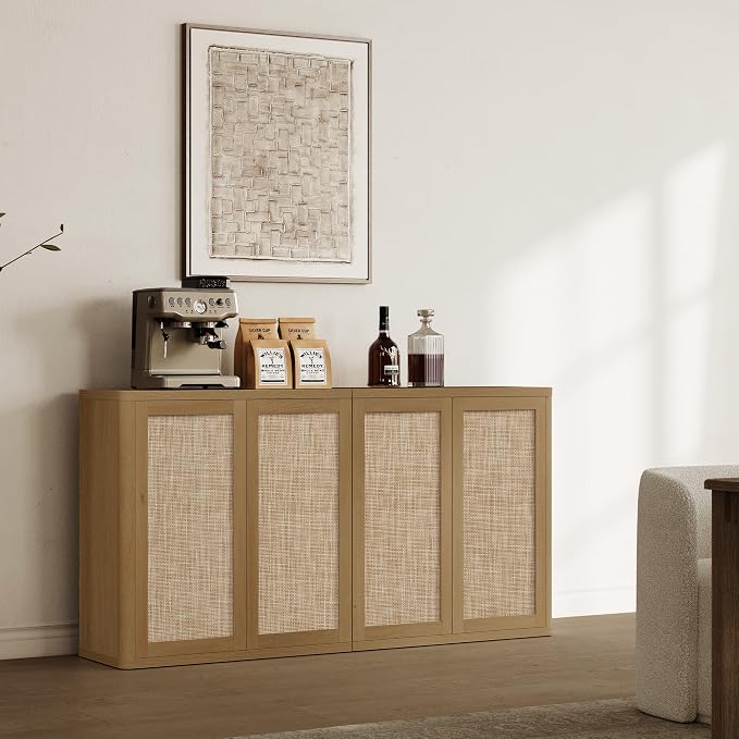 SICOTAS Rattan Sideboard Buffet Console Table - Image 7