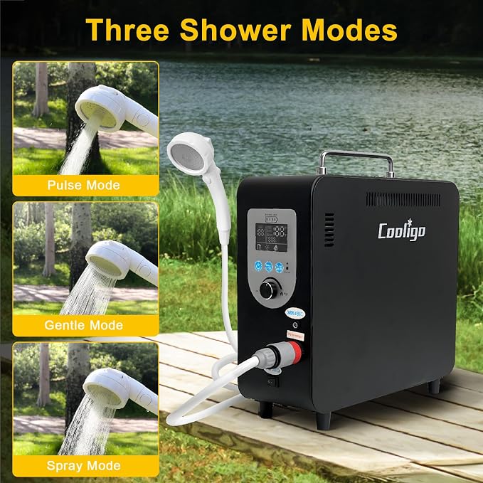 Portable Propane Water Heater for Camping Shower, 900 BTU 4500mAh Rechargeable - Image 3