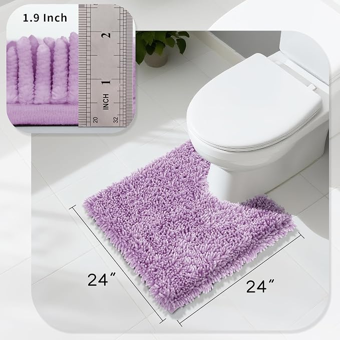 Yimobra Toilet Rugs U Shaped Washable, Extra Thick Soft Absorbent Chenille - Image 2