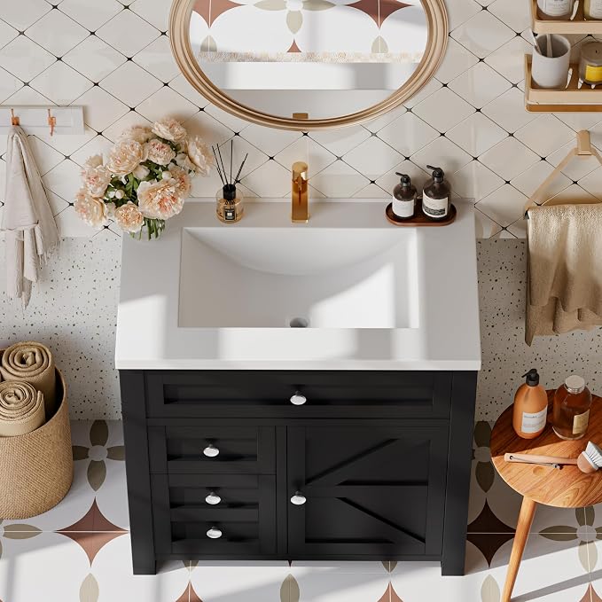YESHOMY Bathroom Vanity with 30" Sink, Modern Wood Pedestal Bathroom Spacious - Image 3