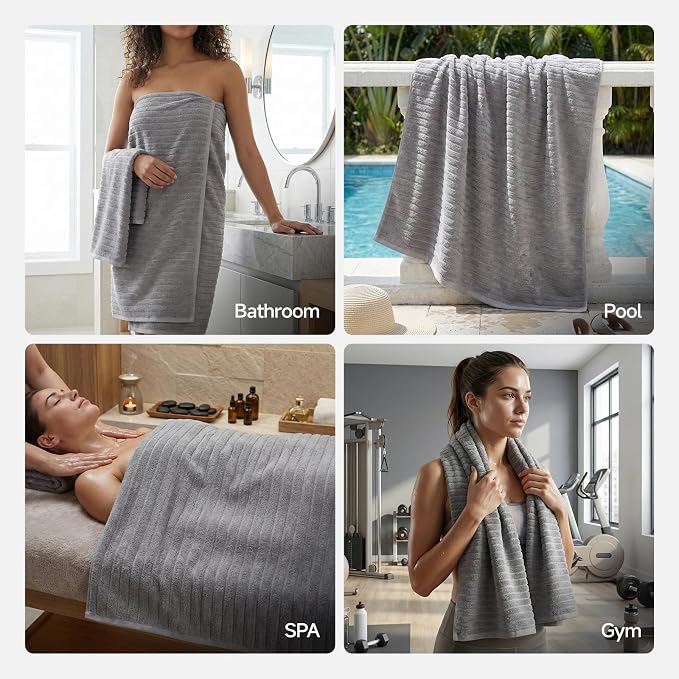 REDKISS 2Pack Large Bath Towels 31×63 inches, 100% Cotton, Super Soft and - Image 7