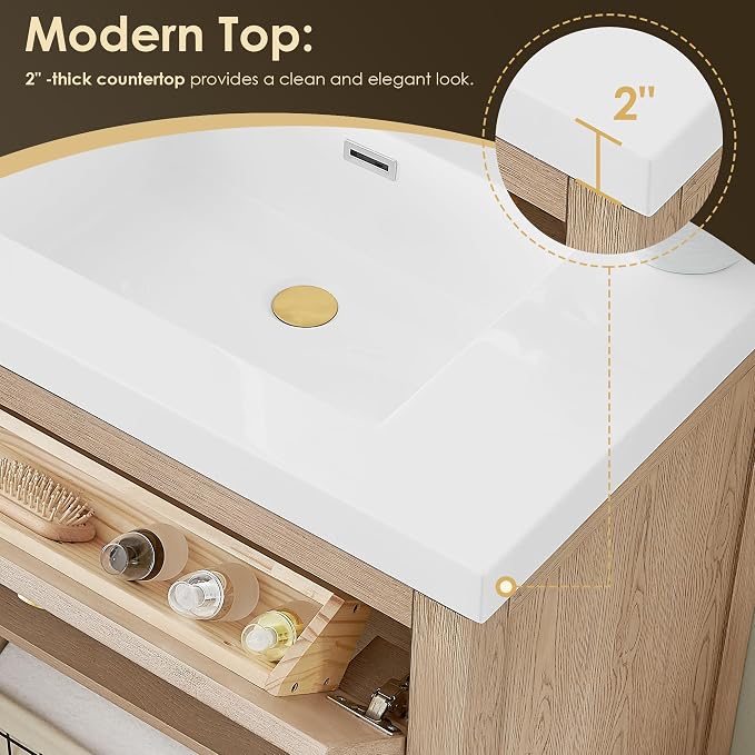 ALTAIR 30 Inch Vanity Bathroom Small Sink Vanities Single Bath Large Storge - Image 7