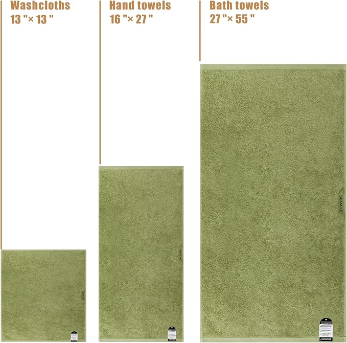 SEMAXE Sage Green Bath Towel Set, 100% Cotton Bathroom Towels - Image 6