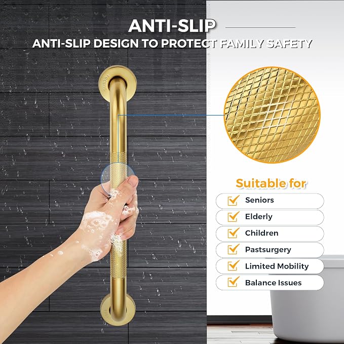 Grab Bars for Shower, 2 Pack 20-Inch Anti Slip Shower Handles for Elderly - Image 3