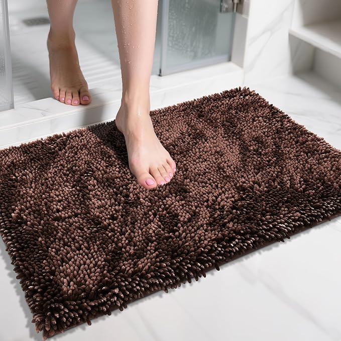Yimobra Chenille Bathroom Rugs Non Slip, Extra Thick Soft Absorbent Bath Rug by Yimobra