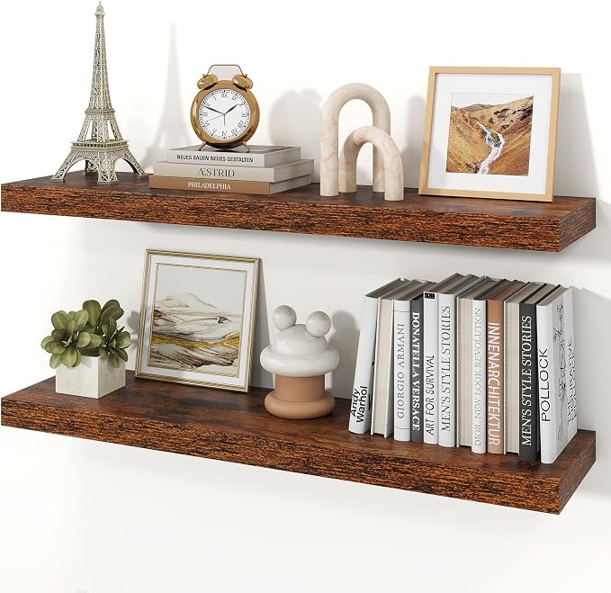 Floating Shelves for Wall, 9.3" Deep Wall Mounted Wood Shelves for Bathroom by Unknown