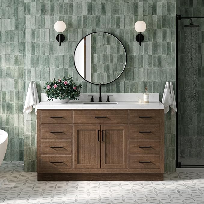 ARIEL Hepburn 60 Inch Single Rectangle Sink Bathroom Vanity by Ariel