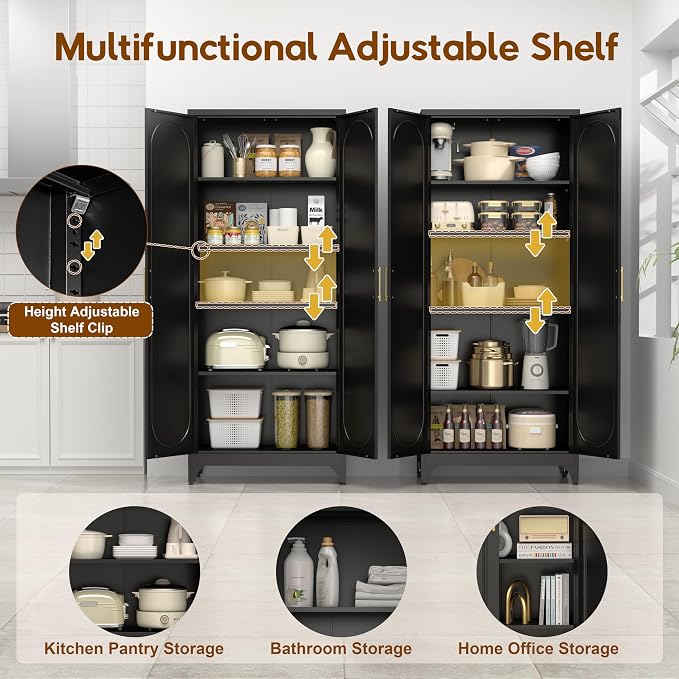 75" Tall Pantry Storage Cabinet, Tall Kitchen Pantry Storage Cabinet - Image 5