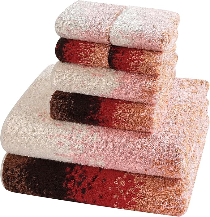 SEMAXE Bathroom Towel Set with Hanging Loop – 8-Piece Yarn Dyed Jacquard Cotton by SEMAXE