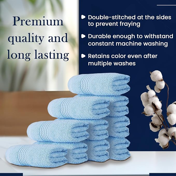 HALLEY Turkish Cotton Towels Washcloths Super Soft Highly Absorbent 100% Cotton - Image 4