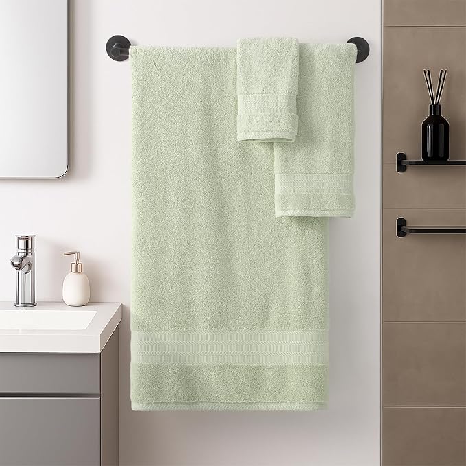 REDKISS Green Towel Set of 8-100% Cotton Luxury Bath Towels Set - Image 2