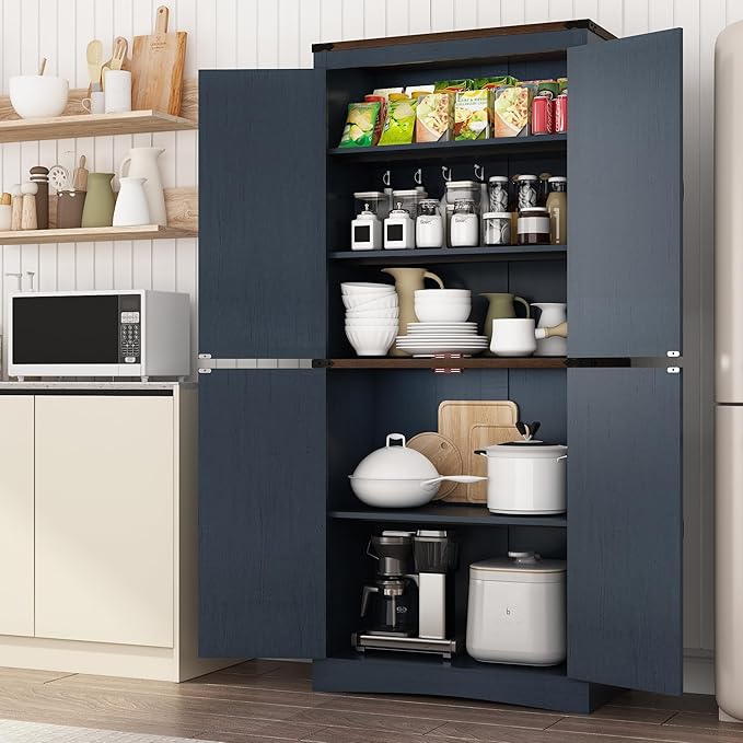 71in Farmhouse Kitchen Pantry Cabinet, Tall Storage Cabinet - Image 6