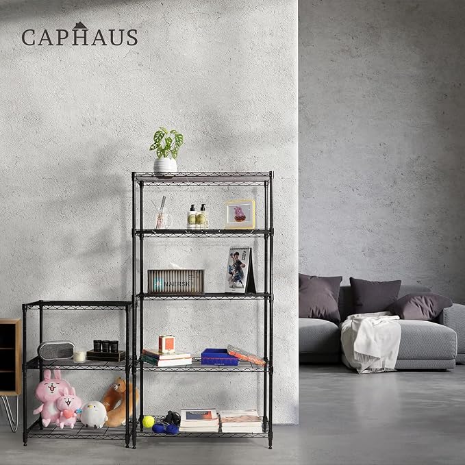 CAPHAUS 3/4/5-Tier Adjustable Height Wire Shelving Unit, Wire Rack Shelving - Image 8