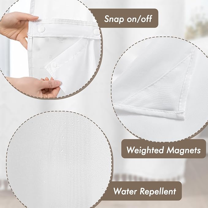 ROSERY No Hook Shower Curtain - Image 5